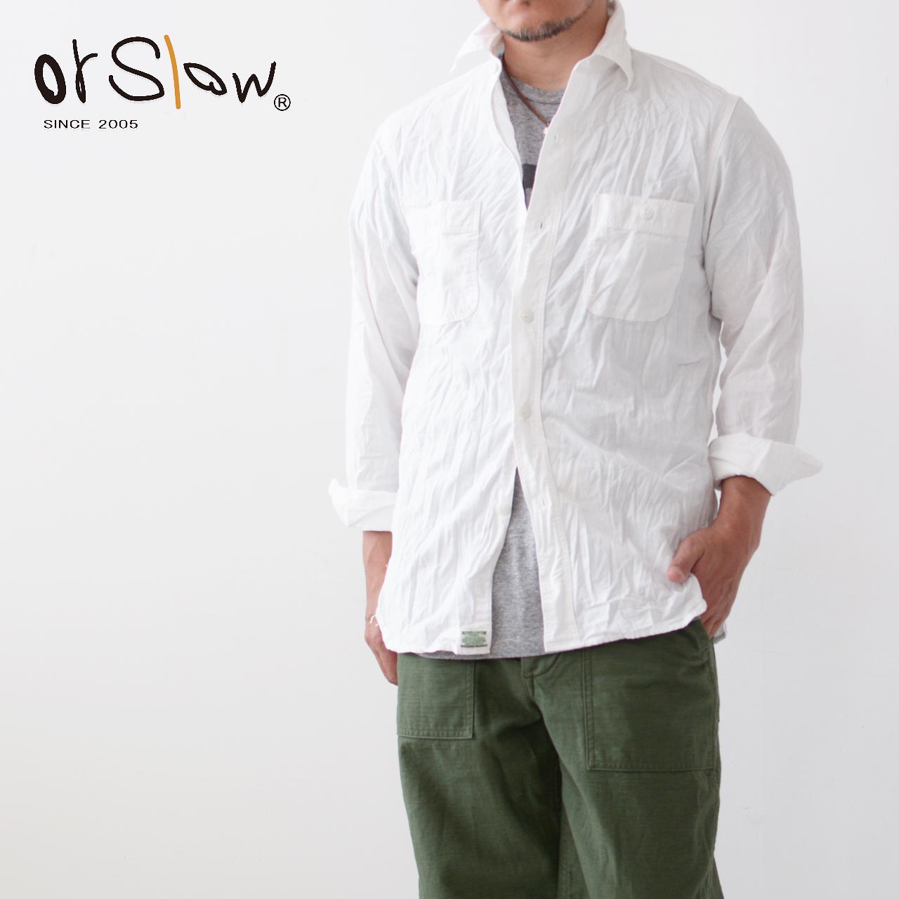 orslow [オアスロウ] WORK SHIRT WHITE CHAMBRAY [01-8070-69] シャンブレーシャツ ホワイト 白・ワークシャツ・白シャンブレー・大人のワークシャツ・MEN'S [2026SS]