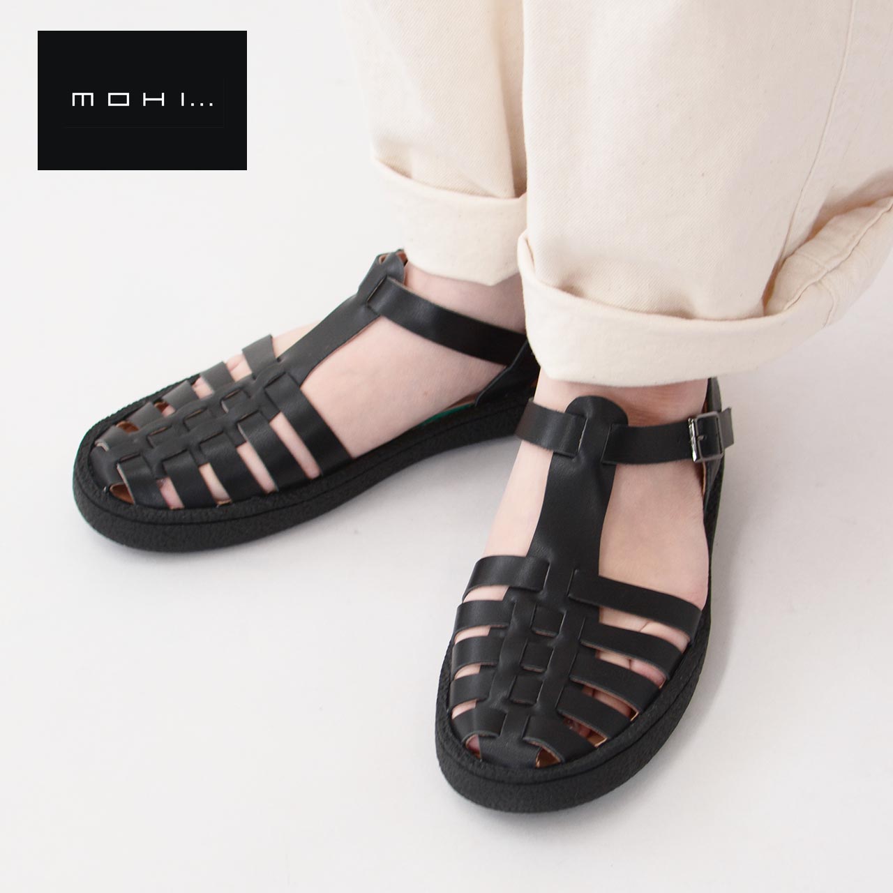MOHI [モヒ]レザーグルカサンダル[GU2-609-1] 編み込みストラップサンダル・フラットサンダル・パンプス・歩き分かりやすい・心地よい・LADY\u0027S [2026SS]