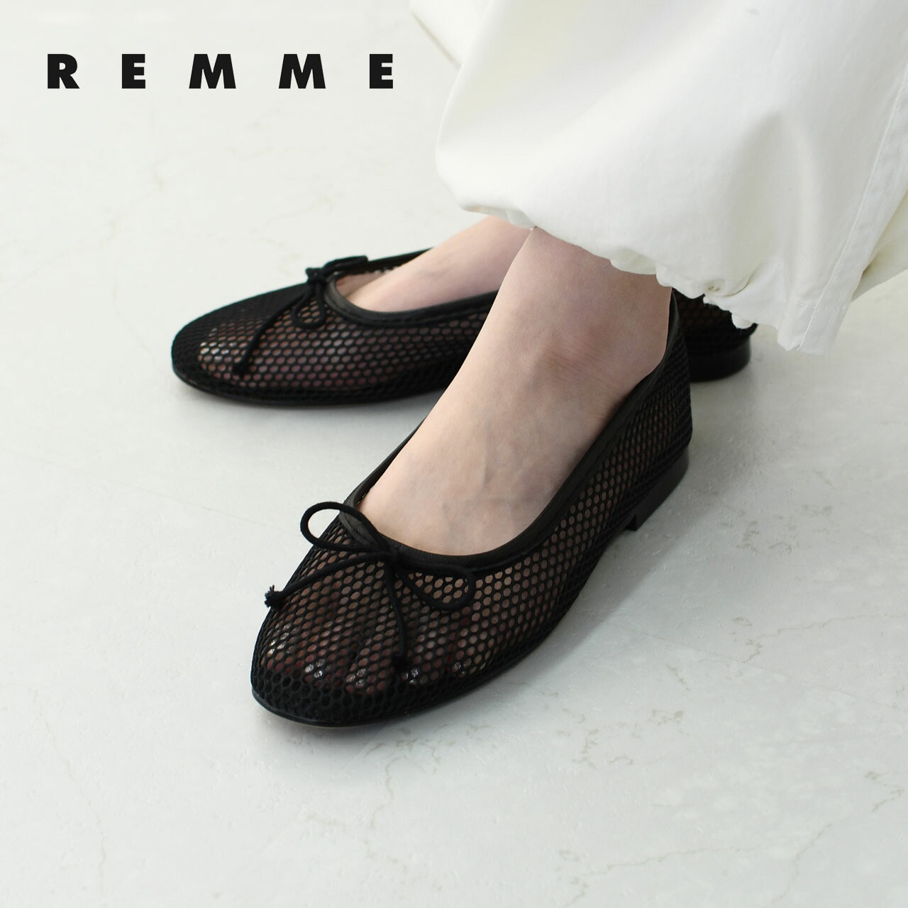 【SALE 40%OFF】REMME[レメ] メッシュバレエシューズ [ZARAGOZA-ME] レディース靴・パンプス・平ったいシューズ ・ラウンドトゥ・リボン・スペイン製・Baret Shoes・LADY\u0027S [2025SS]