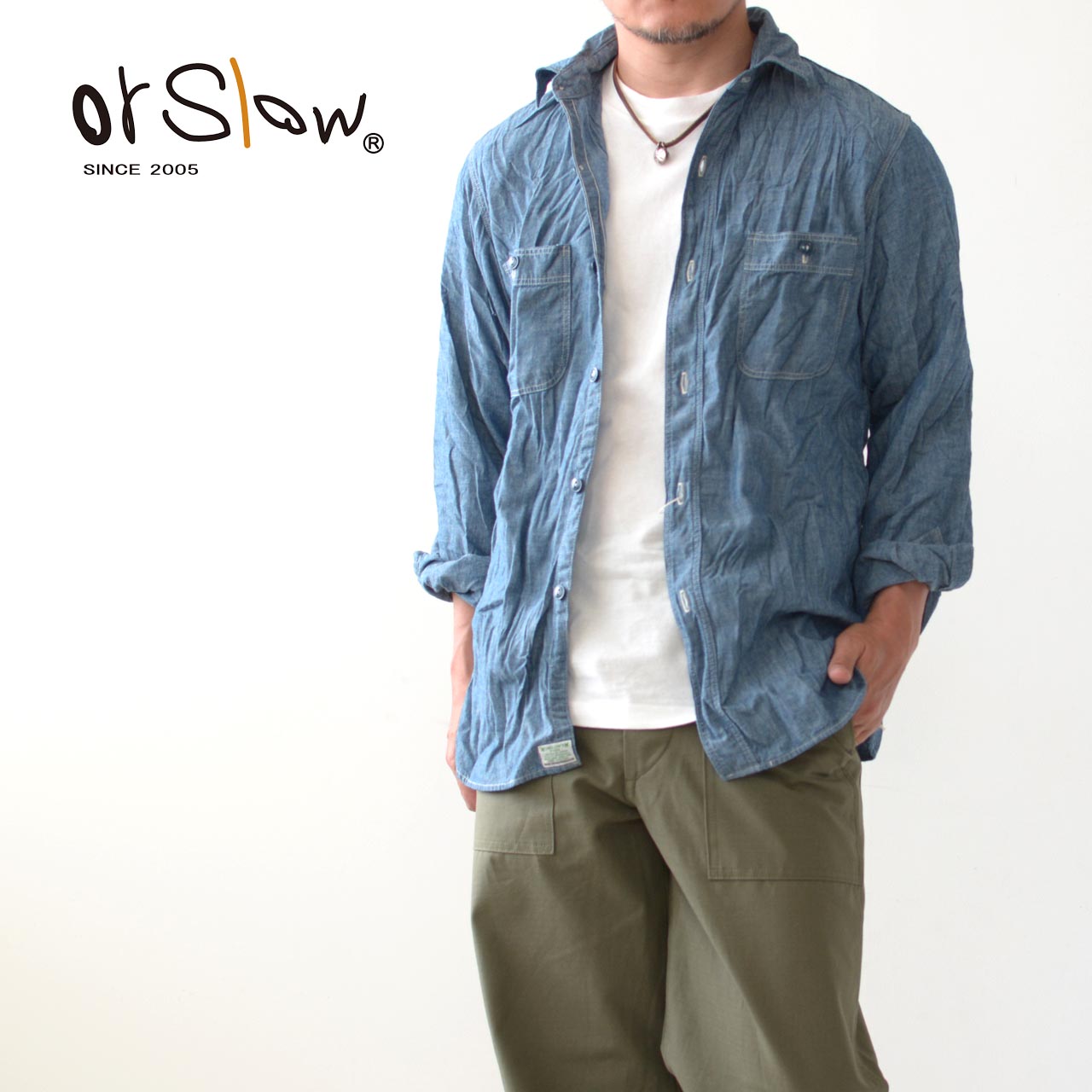 楽天市場】orslow [オアスロウ] CHAMBRAY SHIRTS BLUE [01-8070-84