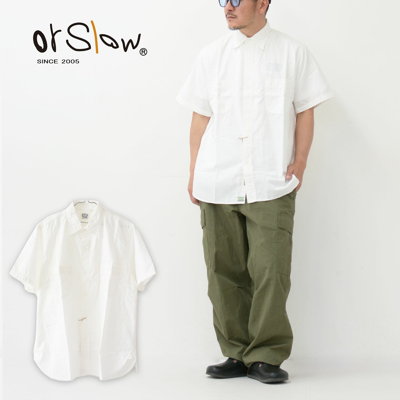 【SALE 20%OFF】orslow [オアスロウ] SHORT SLEEVE WHITE CHAMBRAY WORK SHIRT [01-V8170-69] ショートスリーブホワイトシャンブレーワークシャツ・ワークシャツ・シャンブレーシャツ・半袖シャツ・MEN'S [2026SS]｜refalt