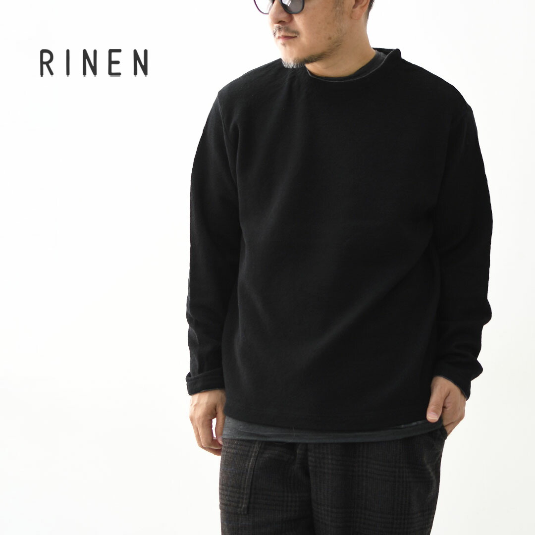 【SALE 30%OFF】RINEN [リネン] ウールコットンダブルフェイス 労働者の一団のど首 [R17606-M] ウール・コットン・ダブルフェイス・クルーネック・長袖・MEN\u0027S [2025AW]