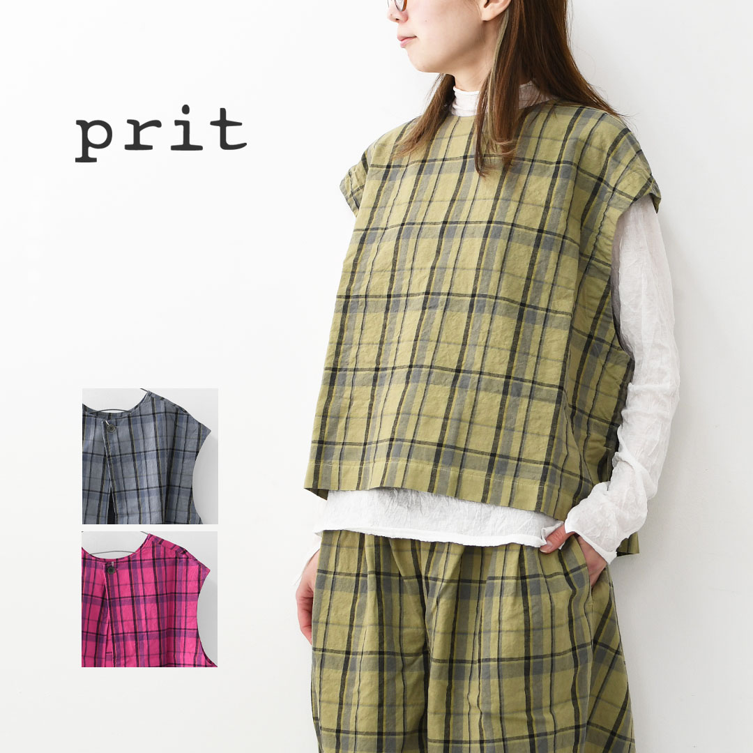 【PRE SALE】prit [プリット] 16/1リネンコットンチェック2wayべ同盟罷工 [P81608] より良い・2wayより良い・読み合わせる・綿織物リネン・LADY\u0027S [2026SS]
