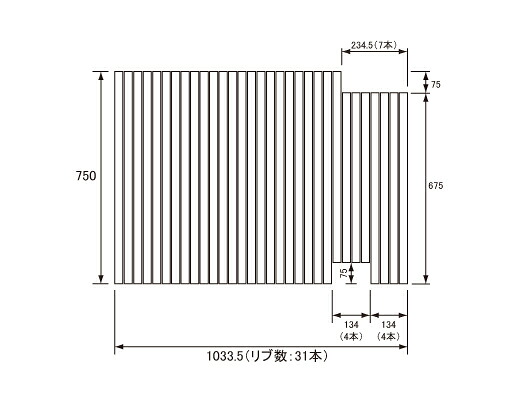 パナソニック Panasonic(松下電工 ナショナル) 風呂ふた(ふろふた フロフタ) 巻きふた GA1112FALC (GA1112FALの代替品) 750×1033.5mm (リブ数:31本)
