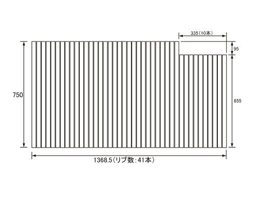 パナソニック Panasonic(松下電工 国家的) 風呂ふた(ふろ上蓋 フロフタ) 巻き上蓋 GD60474 750×1368.5粍 (肋筋数:41本)