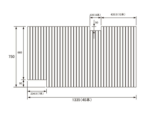 パナソニック Panasonic(松下電工 ナショナル) 風呂ふた(ふろふた フロフタ) 巻きふた RL9141FJLC (RL9141FJLの代替品) 750×1335mm (リブ数:40本)