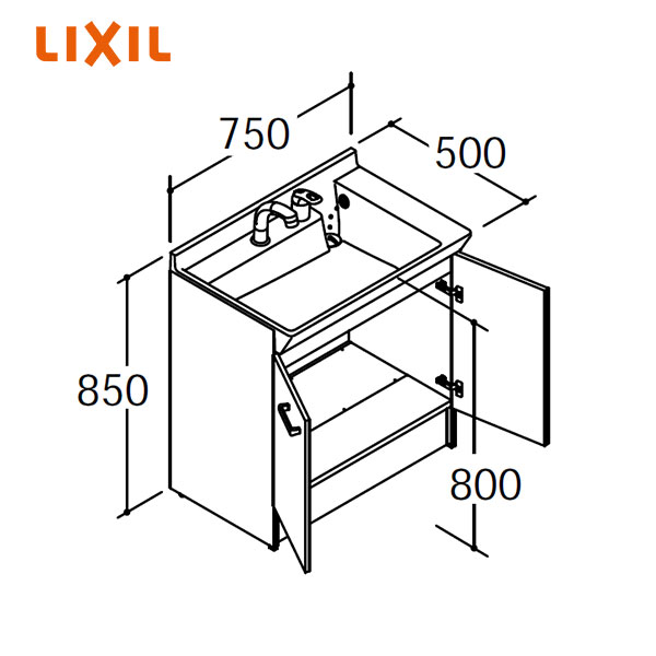 リクシル　洗面化粧台　PV1N-750/VP1H 楽天市場】【PV1N-750N/VP1H】LIXIL 洗面化粧台 本体のみ PVシリーズ