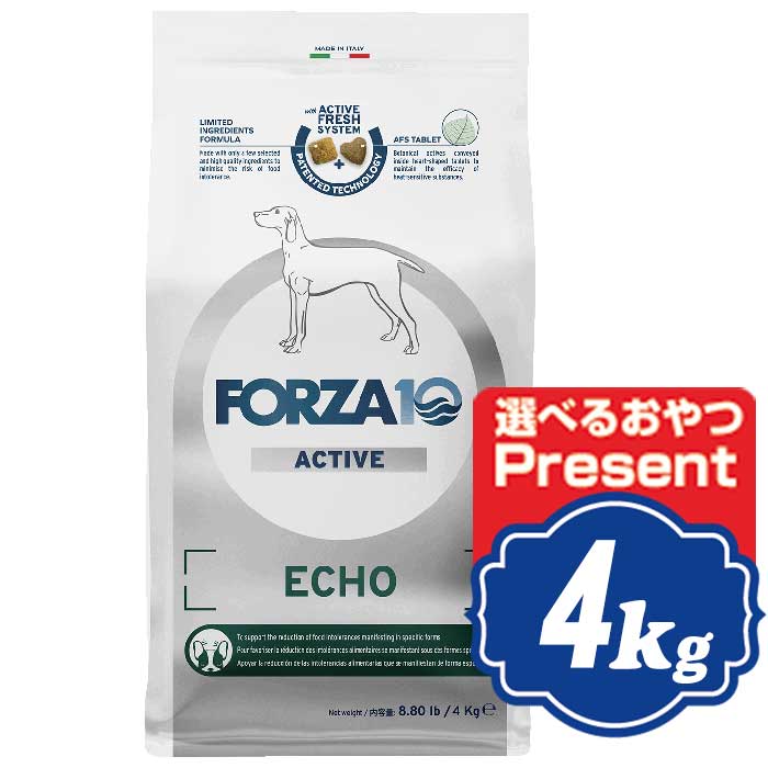 FORZA10 飼い犬 残響音 活動的 並み並み 中粒 4kg フォルツァディエチ ECHO active ドッグフード 【置き目品】