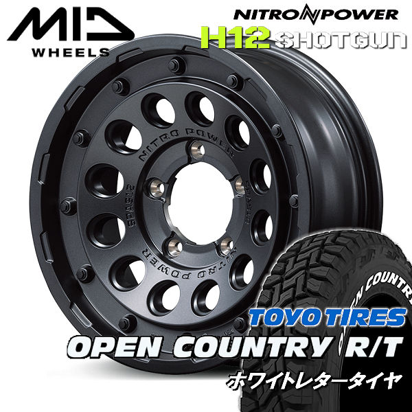 ジムニーシエラ 送料無料 ナイトロパワー H12 SHOTGUN バレルブラック 215/65R16 109/107Q TOYO オープンカントリー R/T ホワイトレター 国産タイヤ