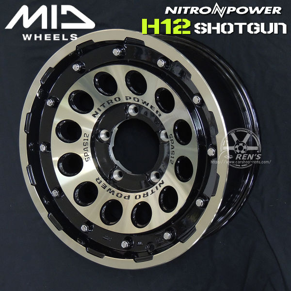 送料無料ジムニーシエラMID ナイトロパワー H12 SHOTGUN ショットガンブラッククリア16インチ 6.0J -5 5穴 PCD139.7アルミホイール４本セット｜カーショップＲＥＮ&rsquo;Ｓ