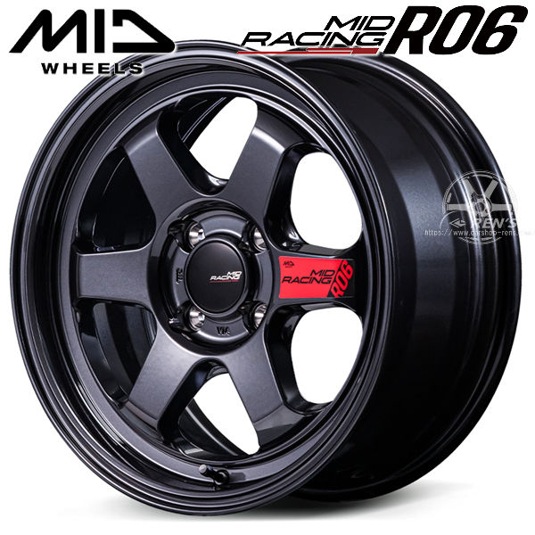 送料無料 ND ロードスター 等 MID RACING R06 MID レーシング R06 クリスタルブラック 17インチ 7.5J +42 4穴 PCD100 ファルケン ジークス 205/45R17 アルミホイール タイヤ4本セット