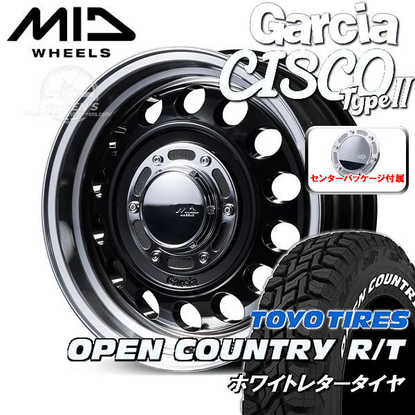 送料無料ジムニーMID ガルシア シスコ タイプ2Garcia CISCO Type IIブラック/リムポリッシュ(BRP)185/85R16TOYO オープンカントリーR/Tホワイトレター タイヤ｜カーショップＲＥＮ&rsquo;Ｓ