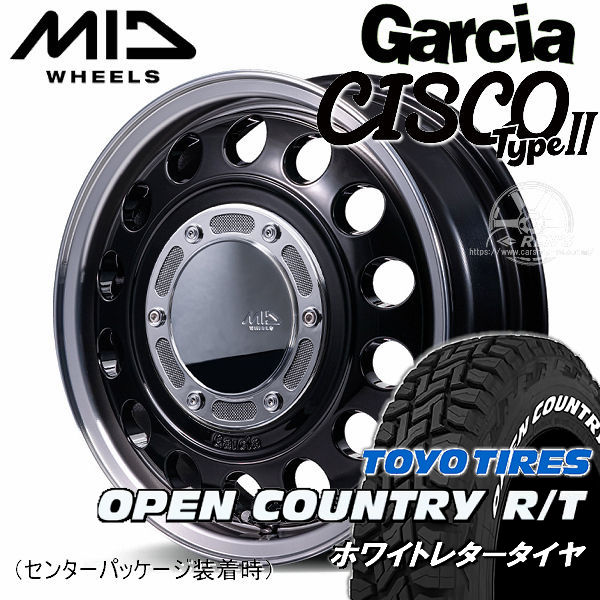 送料無料タント スペーシア N-BOX ムーヴ DAYS などにMID ガルシア シスコ Ttpe II タイプ2ブラックリムポリッシュ155/65R14トーヨータイヤ オープンカントリー R/Tホワイトレターアルミホイール4本セット｜カーショップＲＥＮ&rsquo;Ｓ