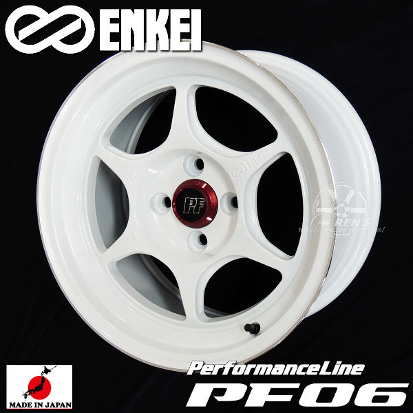 送料無料ENKEI PerformanceLine PF06エンケイ パフォーマンスラインPF06マシニングホワイト15inch 8.0J +25 R:FACE4H PCD100-4H国産 軽量ホイール 4本セット1本あたりの重量 7.0Kg~｜カーショップＲＥＮ&rsquo;Ｓ 75,790円