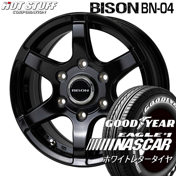 NV350 キャラバン送料無料■バイソン BN-04■メタリックブラック■195/80R15 107/105N ■グッドイヤー イーグル ナスカーPLUS ホワイトレター｜カーショップＲＥＮ&rsquo;Ｓ