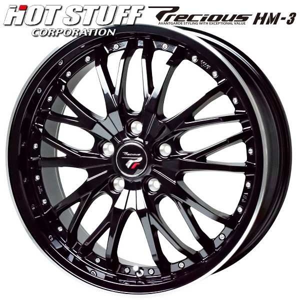 送料無料 ９０系 VOXY ノア など プレシャスHM-3 メタリックブラックリムポリッシュ 205/55R17 安心のピレリタイヤ ホイールセット