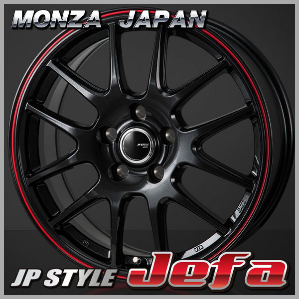 送料無料 50系 30系 プリウス PHV レクサスCT カローラ などに MONZA JP-STYLE JEFA 215/45R17 パールブラック/レッドライン ファルケン タイヤ ホイール4本セット
