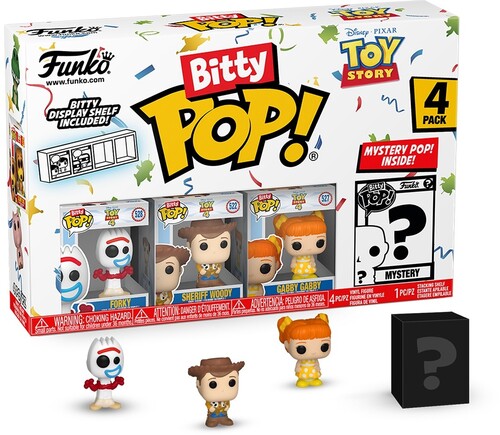 Funko Bitty Pop! Toy Story 4-Pack – Forky, Woody, Gabby Gabby + Mini-Figurine Mystère Surprise – 2.2 Cm Collectionnables Empilables