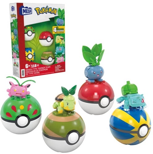 MEGA BLOKS - Pokemon: Grass-Type Trainer Team, 118 Piece Buiding Toy Set＜メガブロック＞＜ポケモン＞フシギダネ/ナゾノクサ/ナエトル/ハネッコ