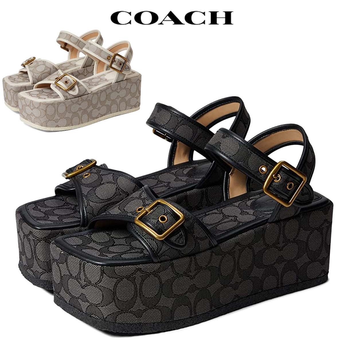 コーチ　シグネチャー　コルク　厚底サンダル ストラップ 公式】COACH – コーチ | バックル ストラップ サンダル