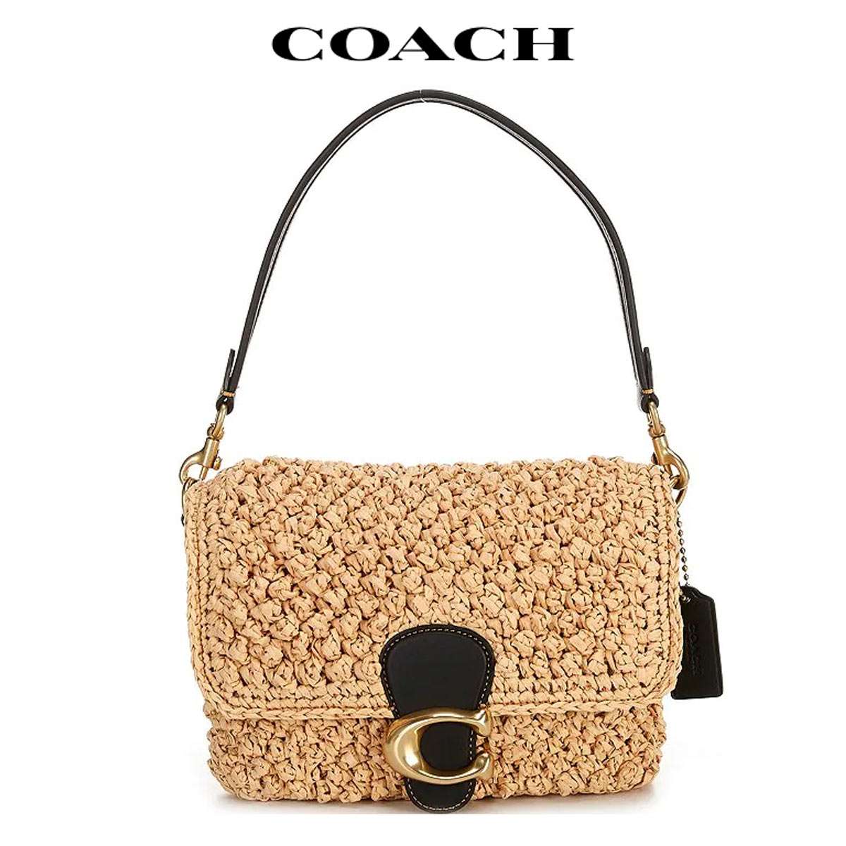 COACH ソフトタビー ハンドバッグ ショルダーバッグ ベージュ ストロー