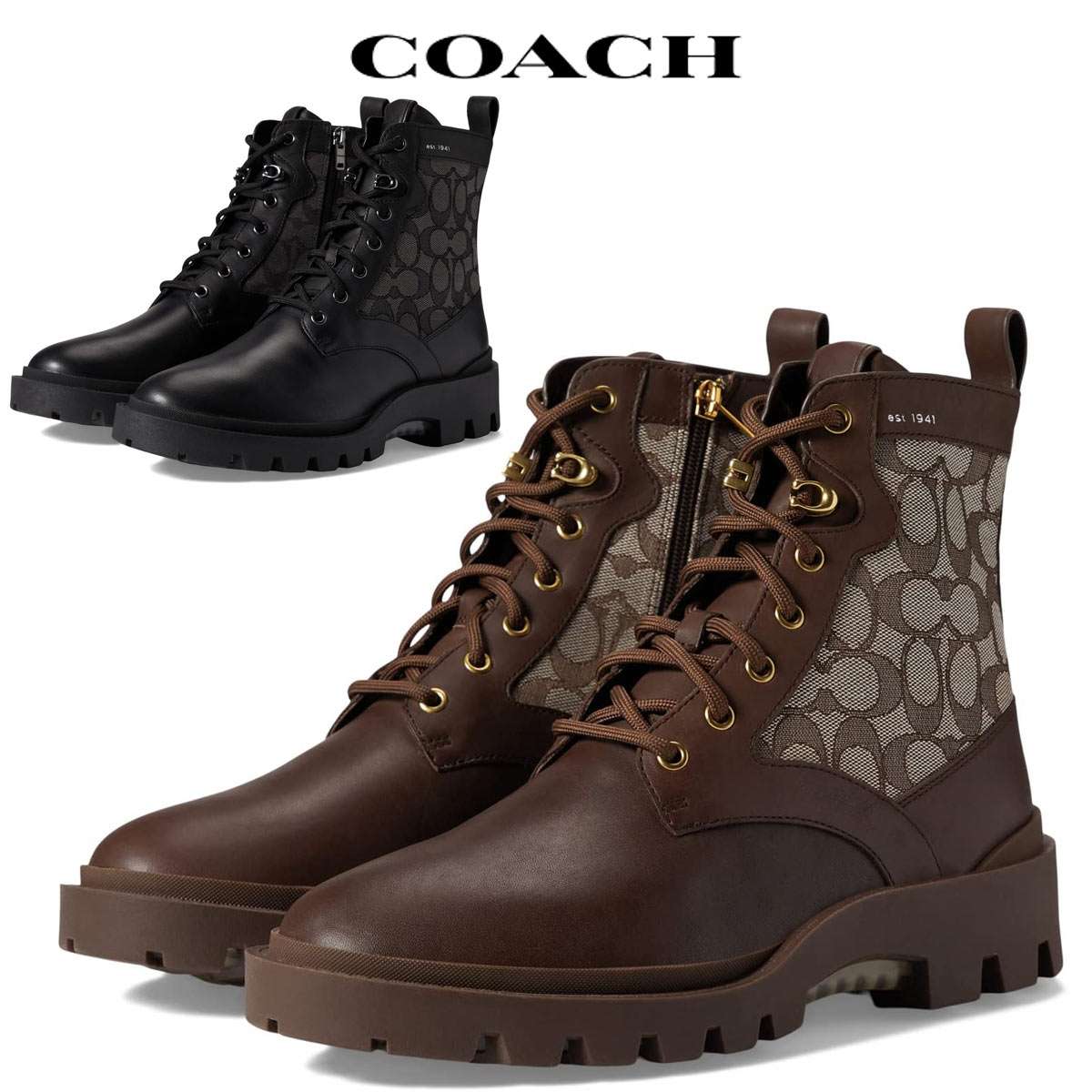 COACH 黒 ショートブーツ COACH - 【超美品】COACH シグネチャー ショートブーツ ブラック