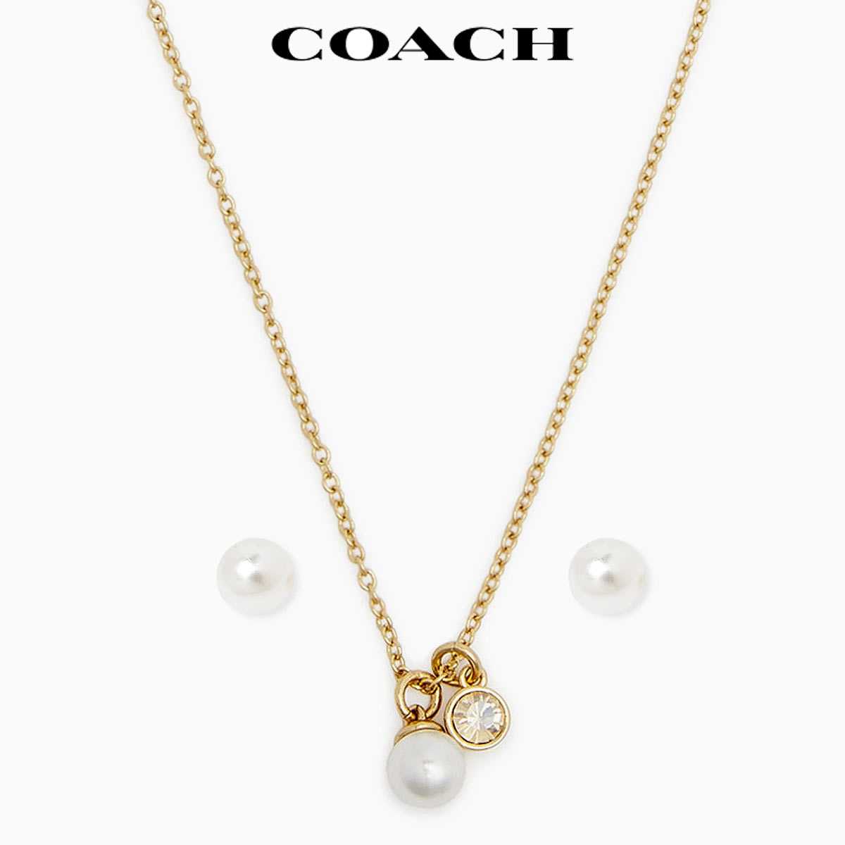 【COACH】ジェムストーン ピアス＆ネックレス セット COACH】ジェムストーン ピアス＆ネックレス セット (Coach