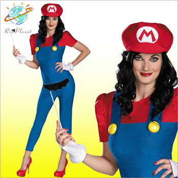 在庫一掃 マリオ レディース レディース ヒゲ付 ヒゲ付 衣装 コスプレ マリオ 衣装 ヒゲ付 コスプレ 変装 仮装 コスプレ ヒゲ付 衣装 コスプレ Planetマリオ レディース Rio レディース コスチューム一式