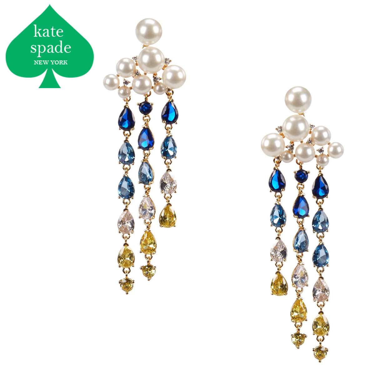 【おしゃれ】 KATE SPADE pearl colorful crystal ピアス ケイト・スペード“淡いピンクのフラワー”主役のパールジュエリー