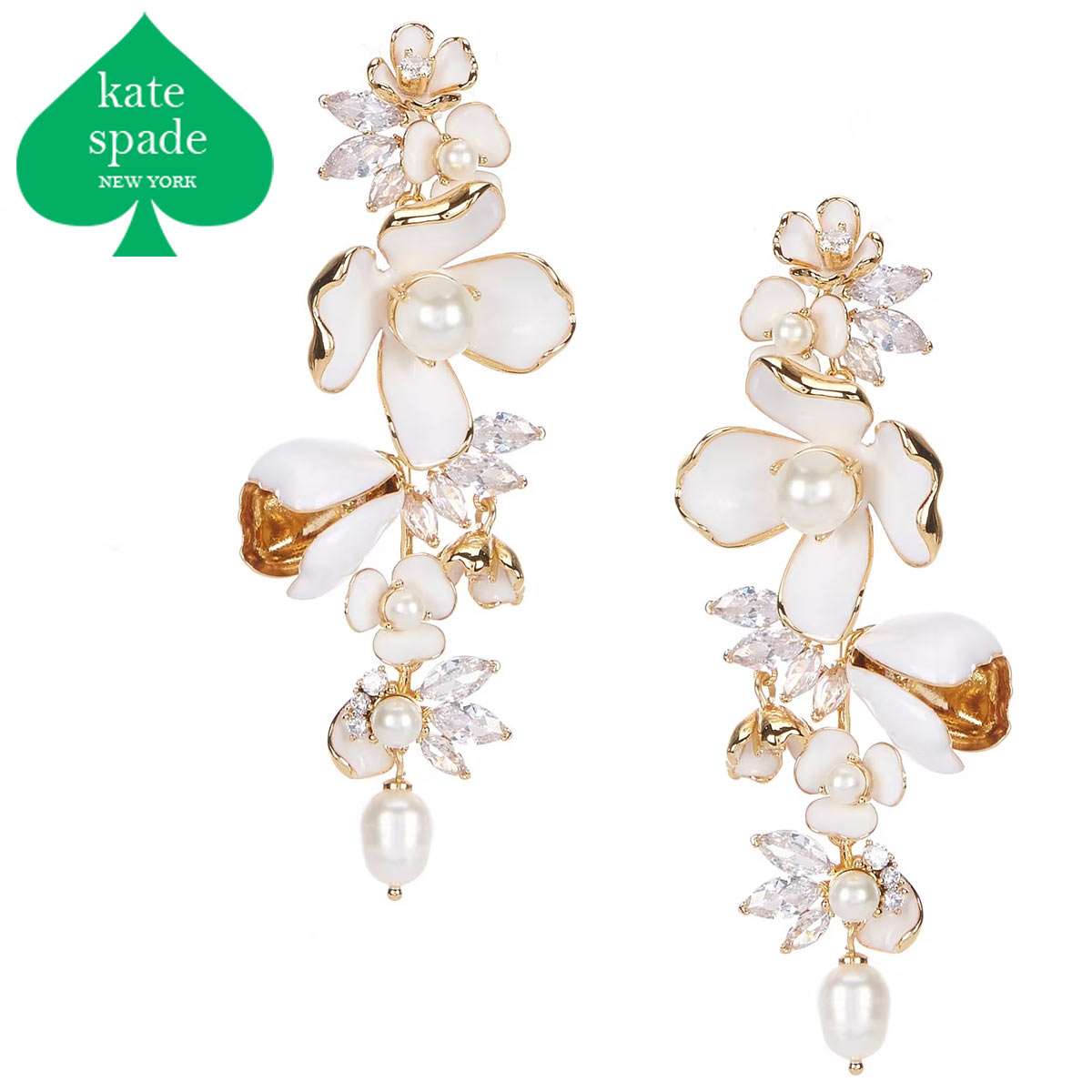 ♠️Kate spadeピアス　テニスラケット　パールゴールド２点 Amazon.co.jp: [ケイトスペード] ピアス katespade プレーテッド