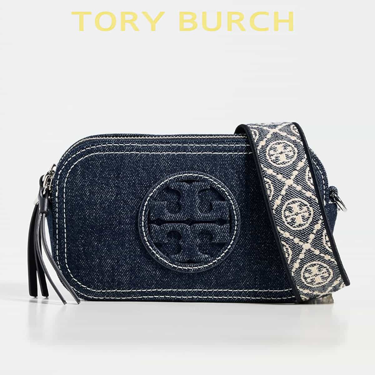 TORYBURCHトリーバーチ　トートバッグ デニムキルティング　肩掛け大容量 フレミング ソフトデニム クロスボディバッグ: レディース ミニ