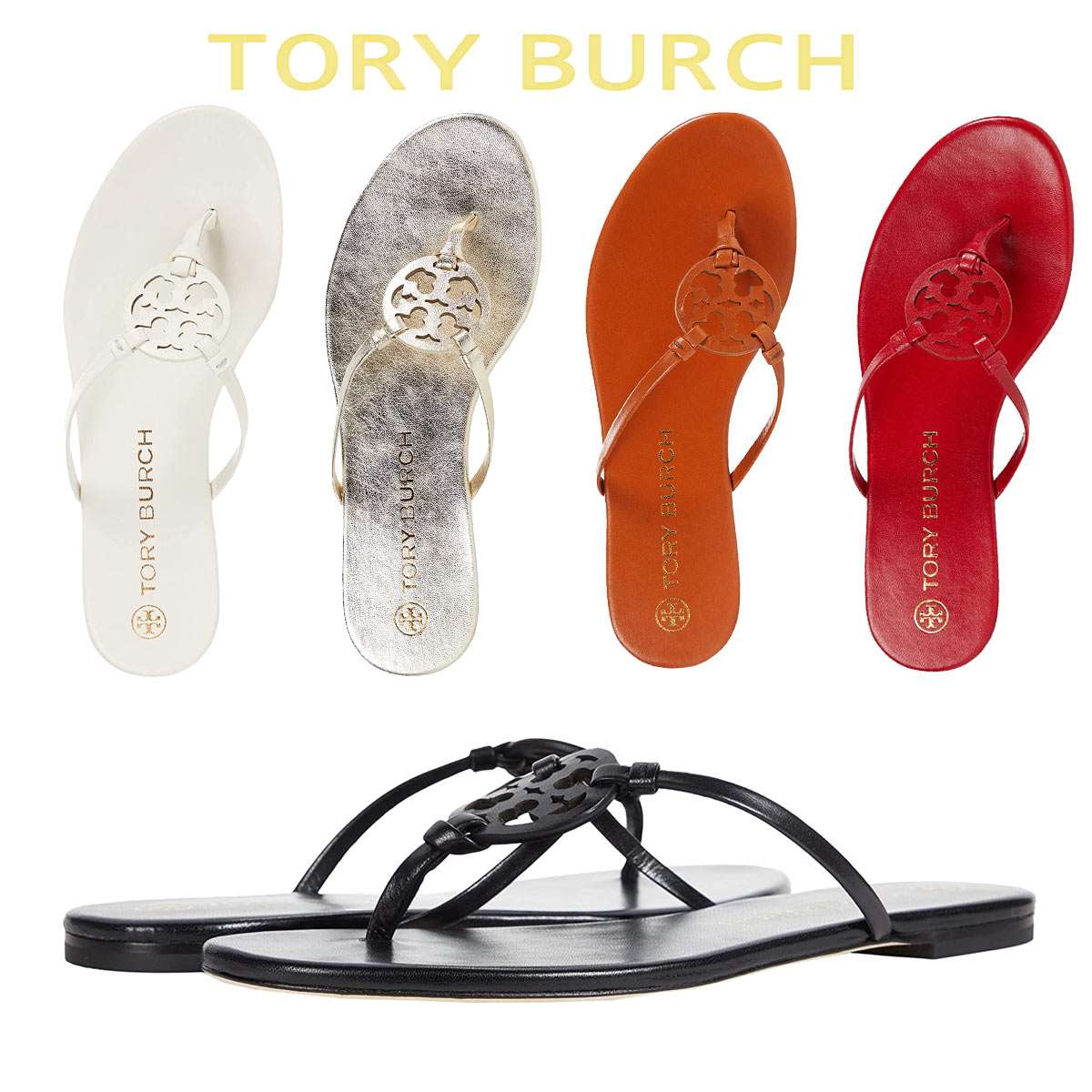 [TORY BURCH] サンダル BENTON THONG Amazon.co.jp: Tory Burch Women's Benton Leather Thong Flat