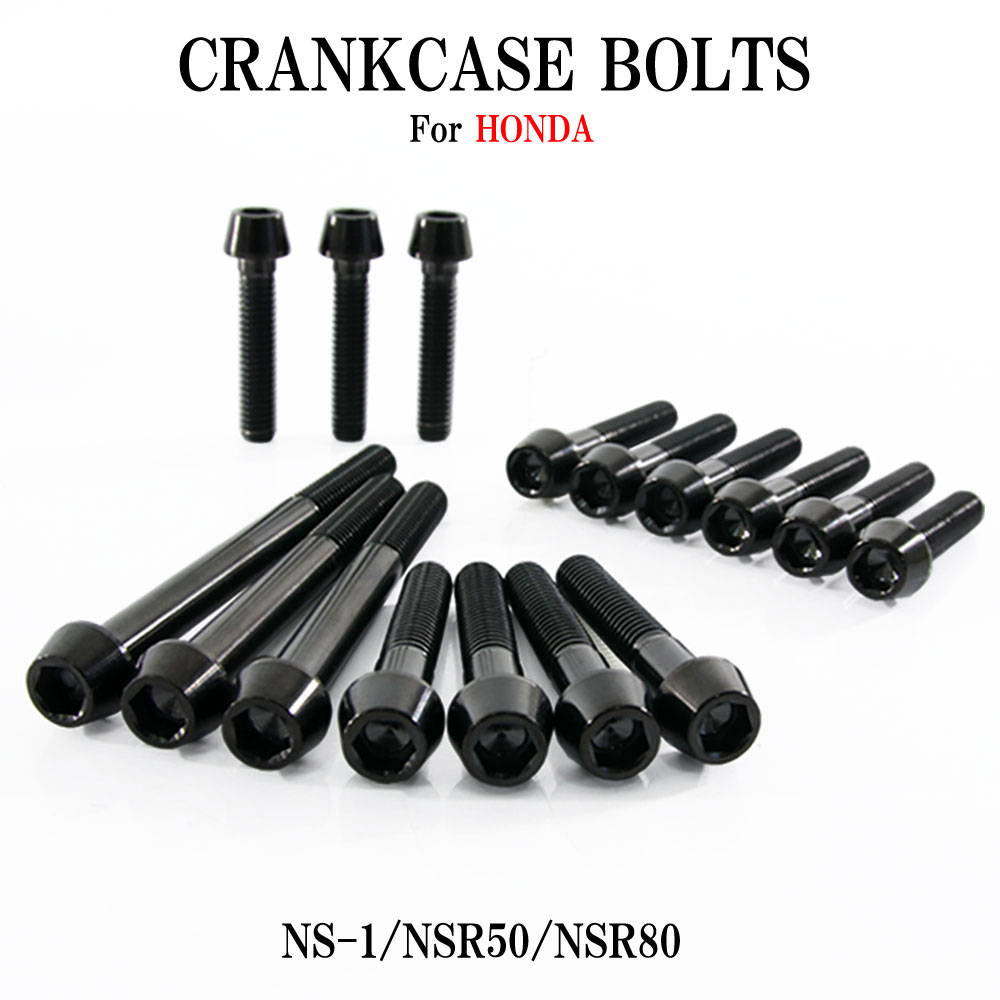 チタンボルト ホンダ NS-1 AC12 NSR50 AC10 NSR80 HC06専用 クランクケース エンジンカバー ボルト セット 16本 ブラック 軽量化 ネジ
