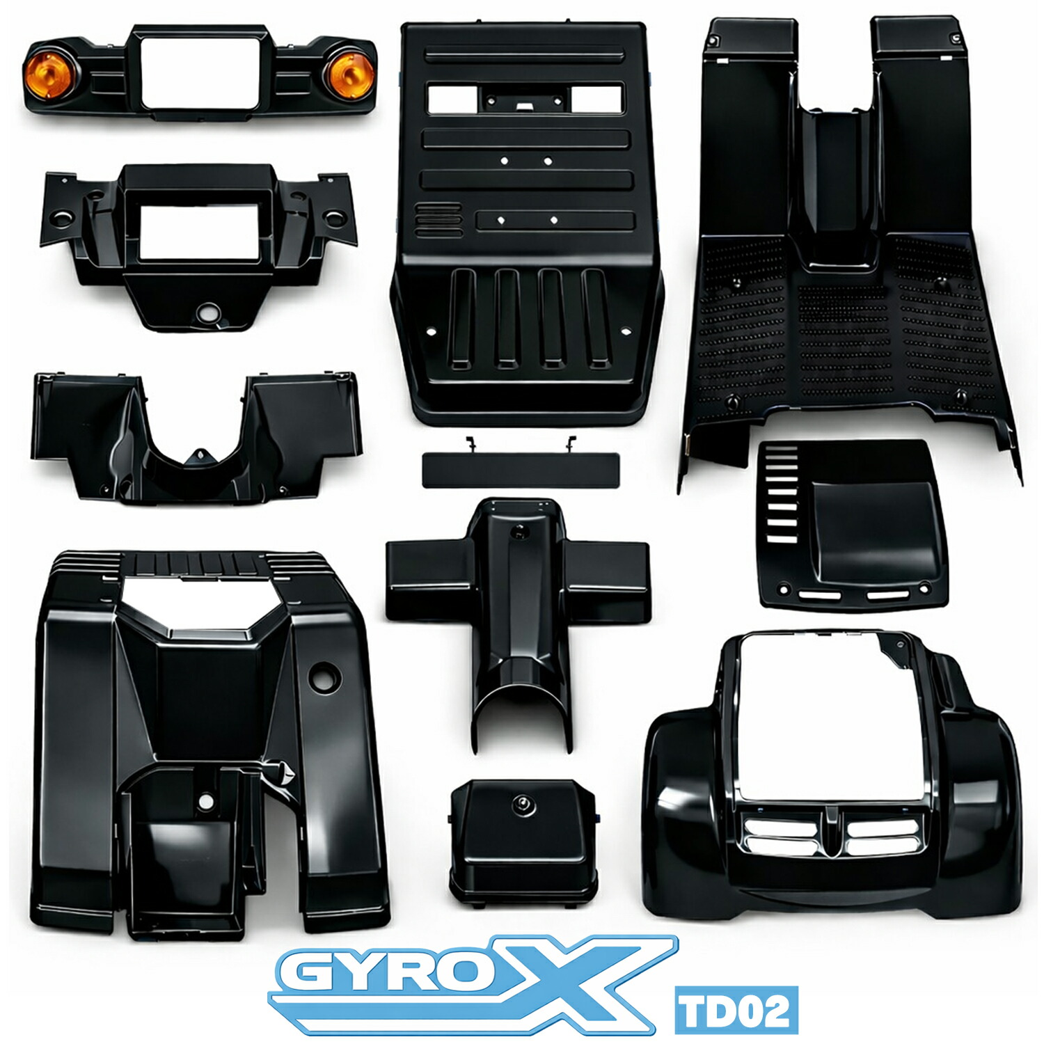 ジャイロX TD02 外装 14点セット 塗装済み 艶あり ブラック カウル フルセット ホンダ 4サイクル 4スト 補修 部品 カスタムパーツ リフレッシュ 外装セット 社外品