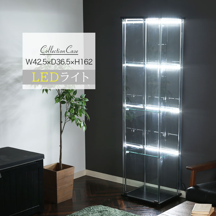 楽天市場】不二貿易 コレクションケース led LED ガラス製 4段