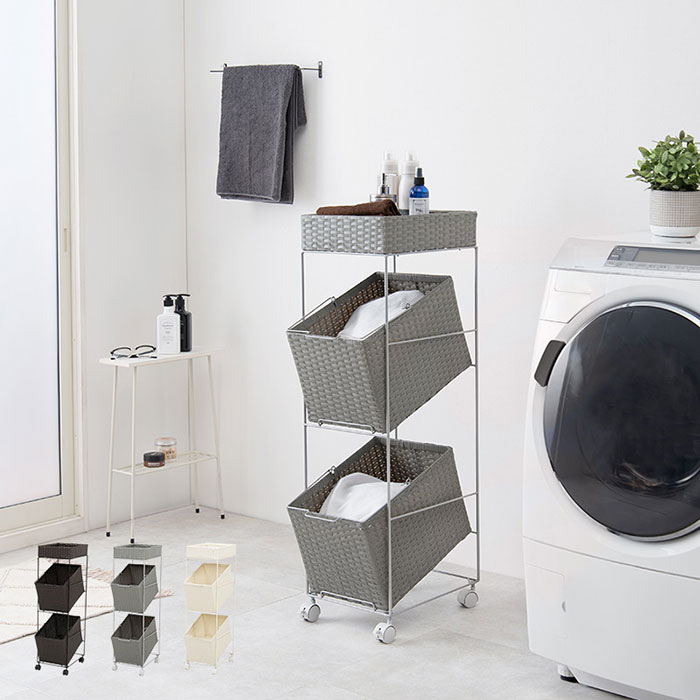 ランドリーバスケットゴール 3項 華車 角型 箕帚かご 洗濯カゴ 瀟洒 ランドリー仕合わせ ランドリーカート 北欧 ランドリー格納 勝手元ワゴン キッチンラック 洗濯物入 キャスター 薄ぐらい赤銅色 白さ 白み 鼠色 リビング 洗面プレイス 収納 エグジット 人望