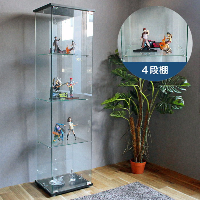 楽天市場】収納家具 ガラスディスプレイケース 4段 ハイタイプ