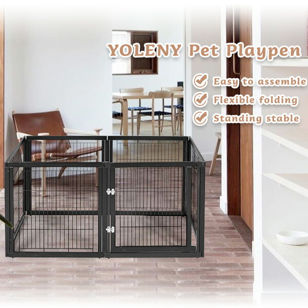 Yoleny ペット 31 5 Inches Pet Playpen Tall アウトドア キャット ケージ ドックラン ドッグ ネコ フェンス プレイペン ペットケージ ペットゲート ペットサークル 室内 居住スペース 折りたたみ 犬 犬小屋 猫 New Arrival プレイペン