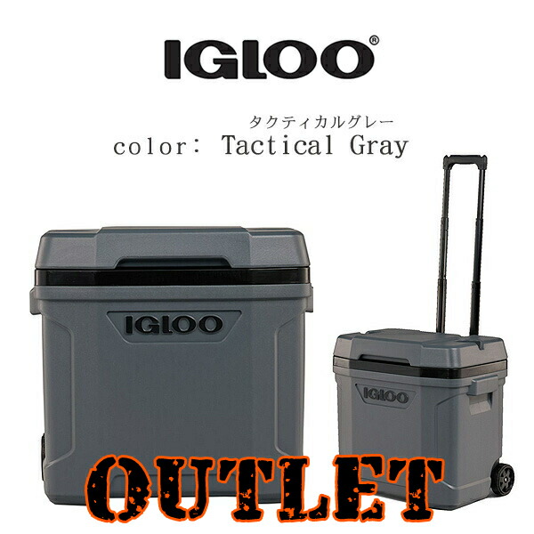 【アウトレット】【Igloo】イグルー ラティチュード ローラー クーラー 30QT 28L 《タクティカルグレー》 キャスター付き クーラーボックス 保冷 ドリンクホルダー キャンプ 釣り バーベキュー アウトドア スポーツ 防災 Igloo 30 Quart Latitude Roller Cooler