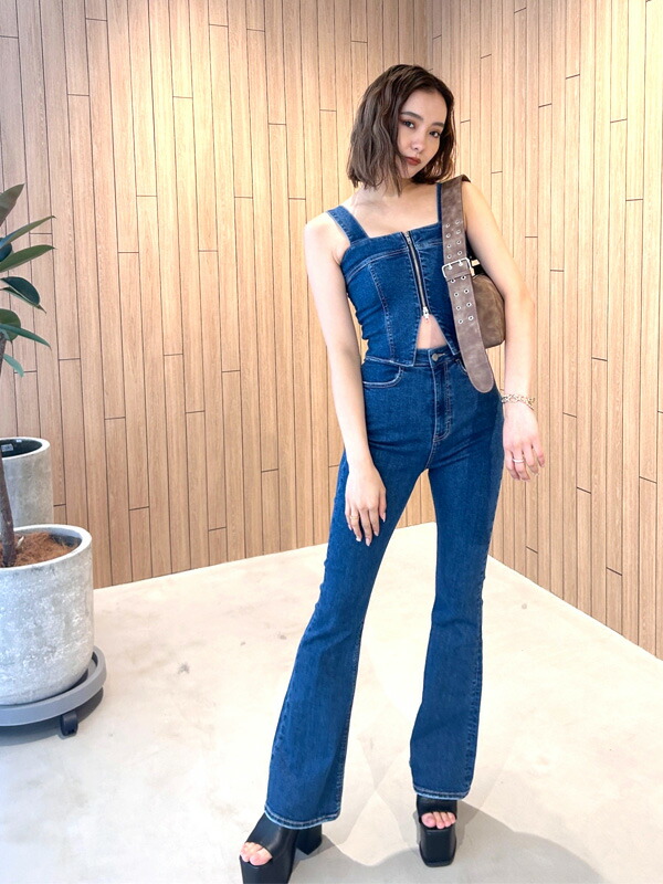 EMODA エモダ ハイウエストフレア レディース ストレッチリブ