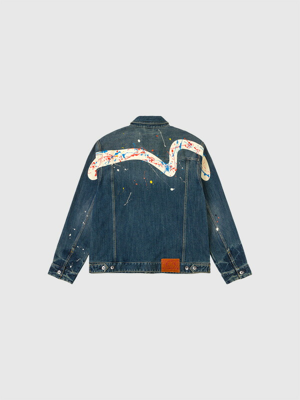 EVISU エヴィス デニム ジーンズ上衣 大黒 スプラッシュ 筋目 トップ Gジャン SPLASH DAICOCK PRINTED DENIM JACKET 2ESHTM6DJ1010