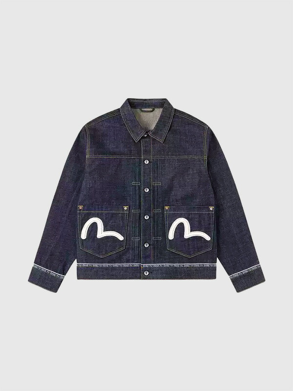 EVISU エヴィス デニム ジーンズ上衣 セルビッチ 鴎 刺しゅう 筋目 トップ Gジャン LOGO SELVEDGE DENIM JKT SEAGULL EMB 2ESHTM6DJ1001