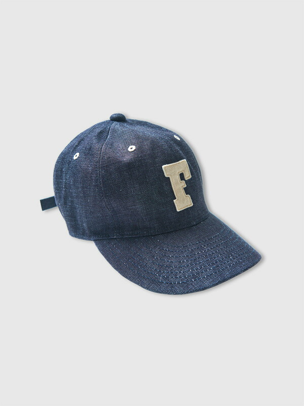 FULLCOUNT フルカウント キャップ メンズ レディース アメカジ 帽子 日本製 ブランド デニム 6Panel Denim Baseball Cap 'F' Patch ベースボールキャップ ジンバブエコットン ワッペン FULL ツバ長 浅め 経年変化 国産デニム 6843|RODEO BROS / ロデオブロス