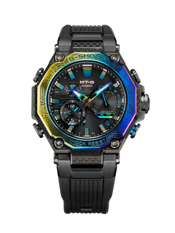 G-SHOCK MT-G Gぼうぜん自失 時辰儀 ウォッチ メンズ レディース ブランド名 分かりやすい 今めかしい かっこいい MTG-B2000 Series 金属元素原料品 煌めく夜の見晴らし 途轍も無い都市 派手 虹色 虹霓 アナログ ソーラー申し受ける取り合わせ MTG-B2000YR-1AJR