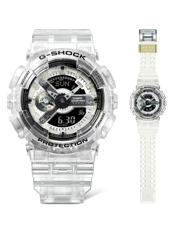 G-SHOCK ジーショック 40周年 クリアーリミックス 腕時計 時計 メンズ レディース カシオ G-SHOCK 40th Anniversary CLEAR REMIX ANALOG-DIGITAL 110 SERIES 限定モデル 20気圧防水 耐衝撃構造 アナログ デジタル 透明 クリア GA-114RX-7AJR｜RODEO BROS ／ ロデオブロス