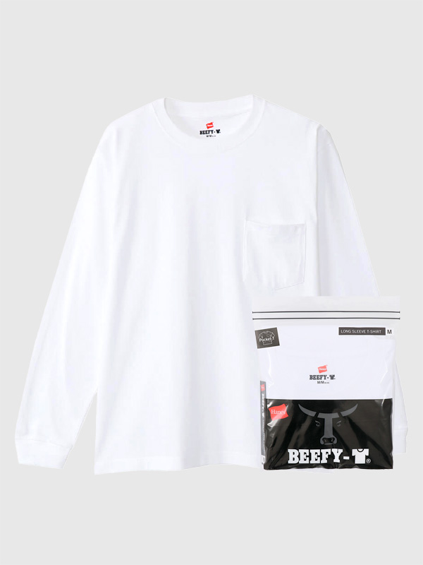 楽天市場 Hanes Beefy ロングスリーブ ヘインズ ビーフィー 長袖 ポケット Tシャツ メンズ レディース ユニセックス ロングtシャツ 長袖tシャツ 無地 パックtシャツ パックt ポケt ポケットt ヘビーウエイト クルーネック 丸首 白 黒 H5196 父の日 ギフト プレゼント