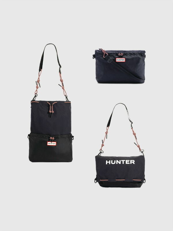 HUNTER 狩り人 御徒面子 肩先 トート サコッシュ 合財袋 撥水ナイロン TRAVEL MULTI FUNCTION SERIES 3WAY 撥水処理 下唇立ちふさがる UBX7124NRS
