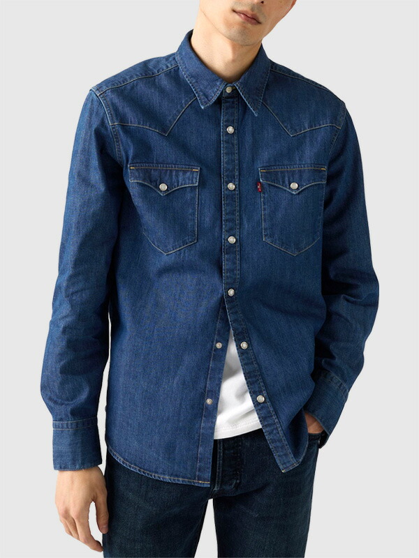 LEVI\u0027S リーヴァイズジーンズ ジーンズ ティーシャツ ウエスタン スナップボタン LEVIS ウエスタンティーシャツ 長袖 85744 0041 0047 Western Deenim Shirt 赤いことため桶