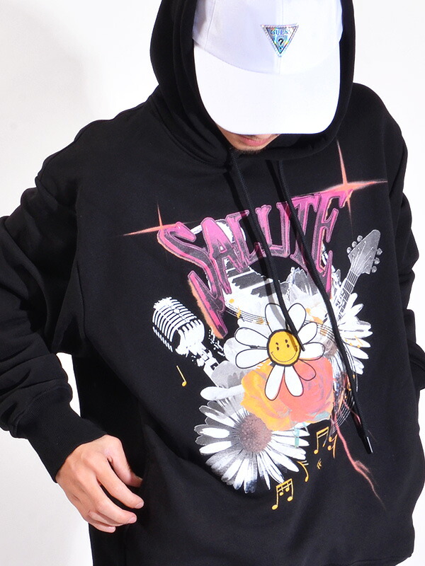 日本最大級 パーカー Salute ラッピング プレゼント ギフト お正月 サルート リンクコーデ ペア プルパーカー マイク フーディー アナーキー フラワー Hoodie Anarchy Flower ブランド ゆったり かわいい おしゃれ 裏起毛 ブランド ユニセックス レディース メンズ