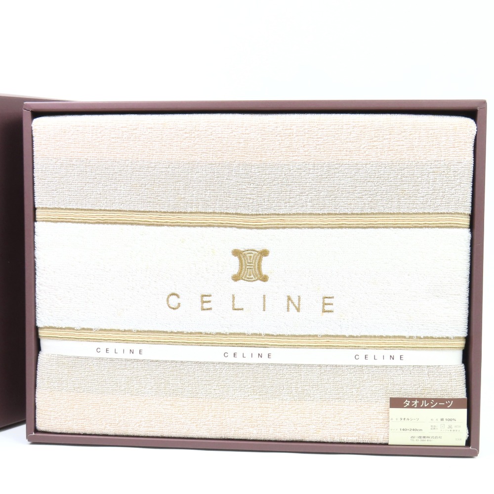 CELINE ひざ掛け　ウール100% ベージュ70x130cm 未使用 CELINE - ☆専用です☆ セリーヌ ひざ掛け ハーフケット の通販